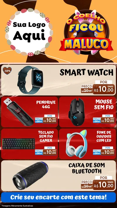 Modelo de TV para TV Vertical com o tema O Coelho Ficou Maluco - Páscoa para Informática