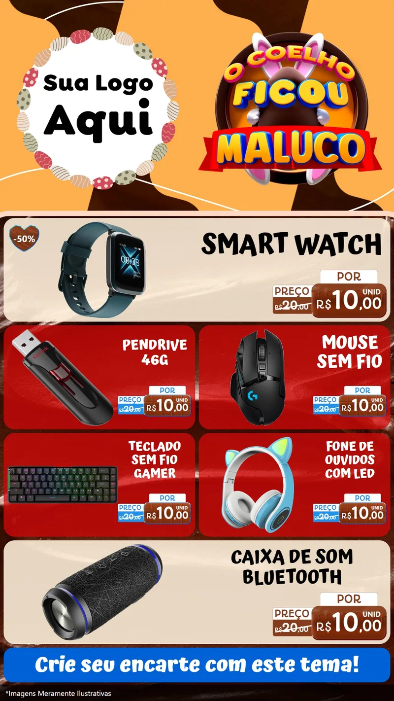 Modelo de TV para TV Vertical com o tema O Coelho Ficou Maluco - Páscoa para Informática