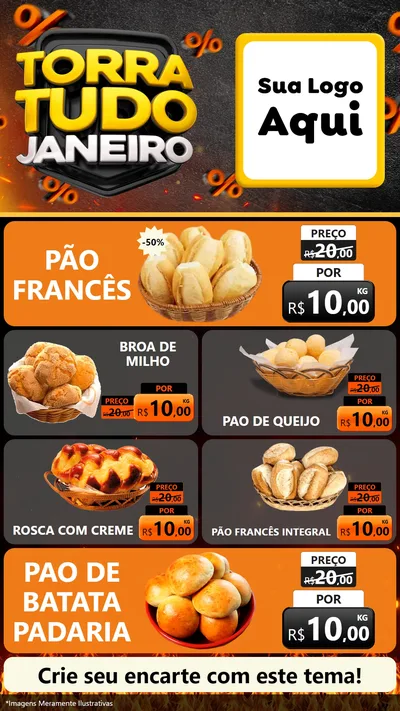 Modelo de TV para TV Vertical com o tema Torra Tudo Janeiro para Padaria