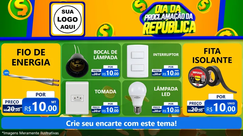 Modelo de TV para TV Horizontal com o tema Dia Da Proclamação da República para Materiais Elétricos