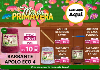 Modelo de Encarte para Encarte A4 Horizontal com o tema Mês da Primavera para Armarinho e Aviamentos