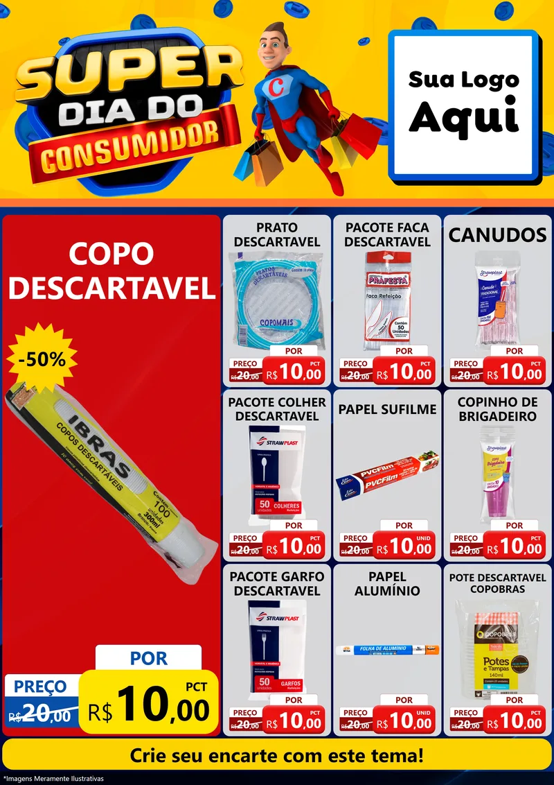 Modelo de Encarte para Encarte A4 Vertical com o tema Super Dia do Consumidor para Embalagens