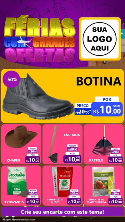 Modelo de Rede Social para Stories com o tema Férias com Grandes Ofertas para Agropecuária