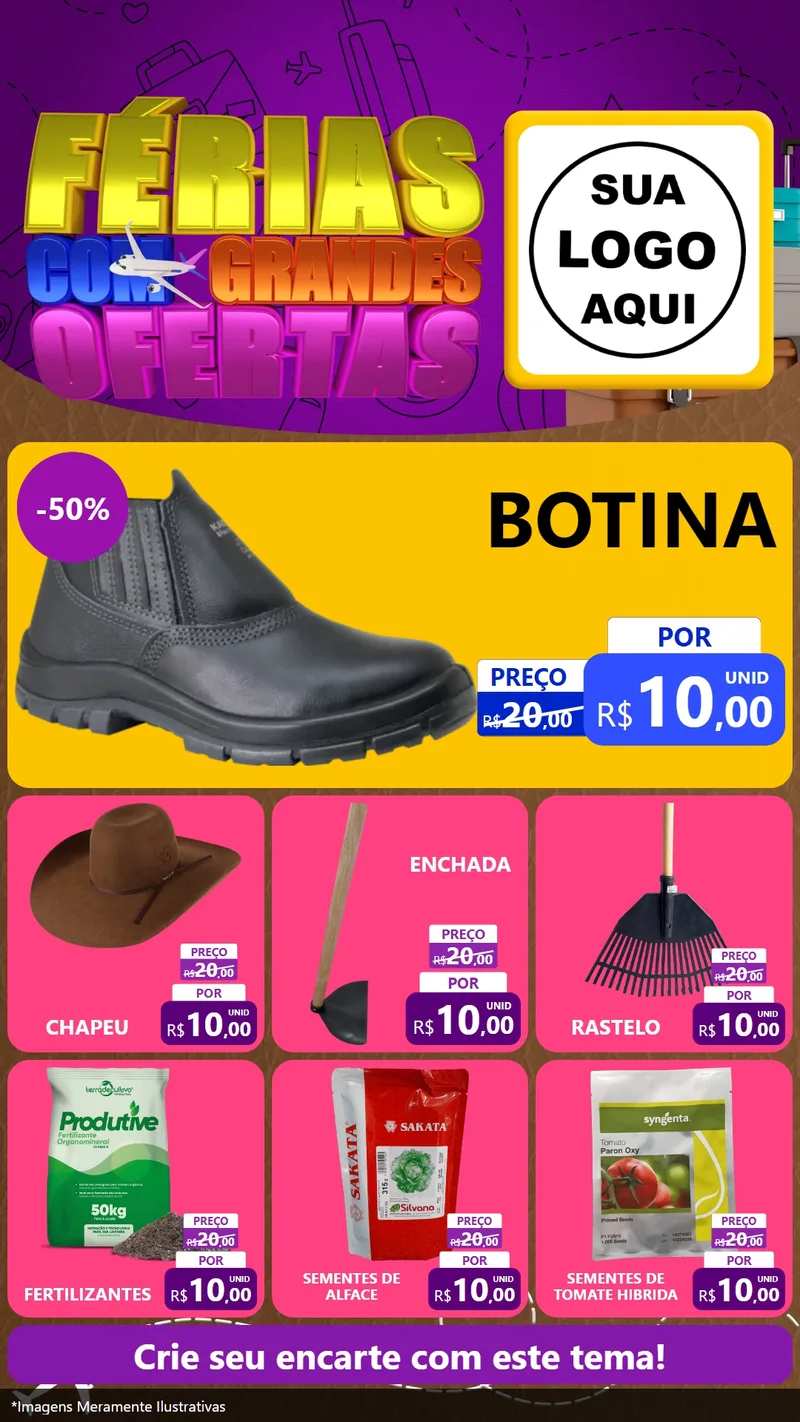 Modelo de Rede Social para Stories com o tema Férias com Grandes Ofertas para Agropecuária