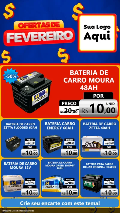 Modelo de Rede Social para Stories com o tema Ofertas de Fevereiro para Baterias Elétricas