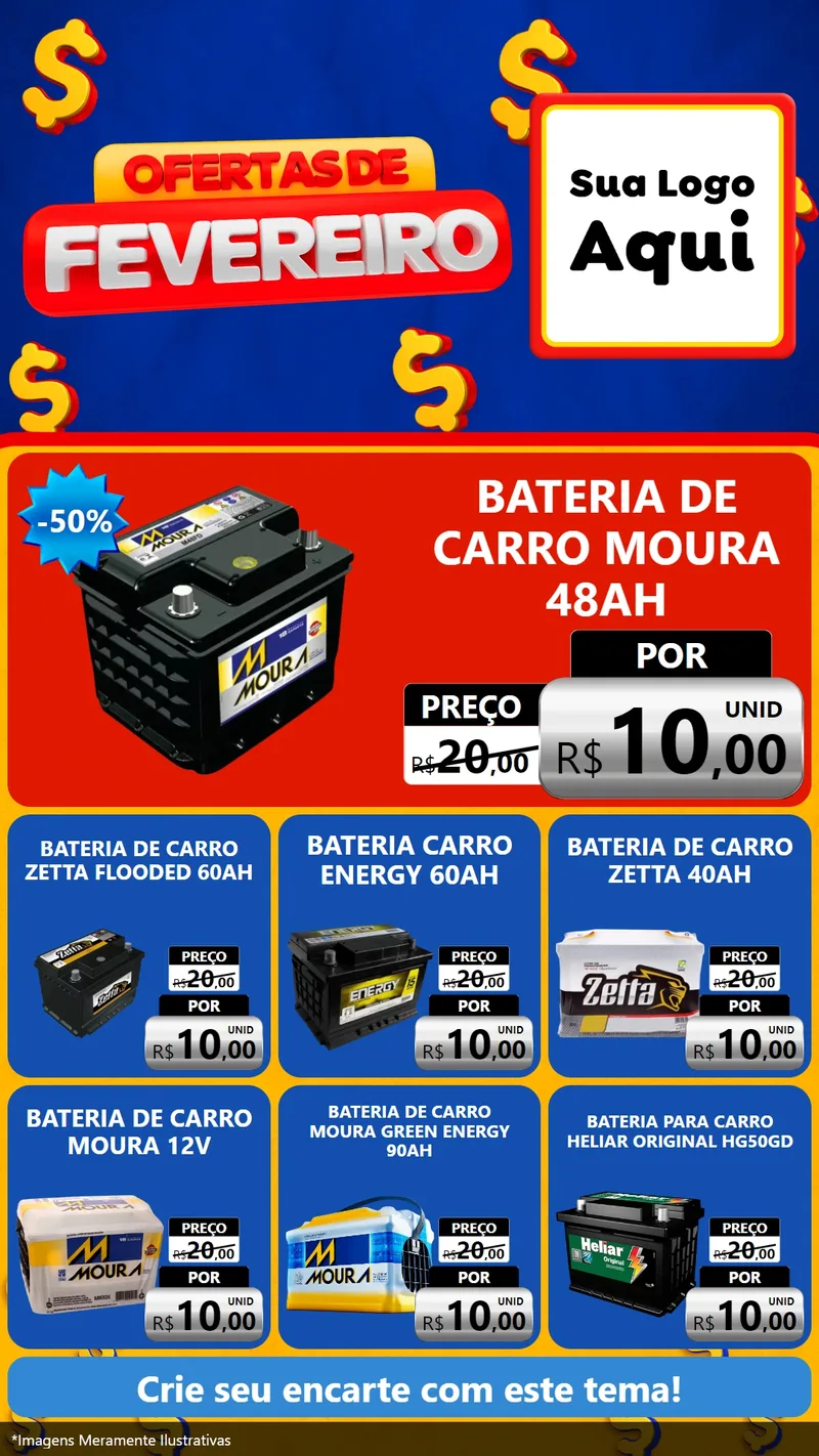 Modelo de Rede Social para Stories com o tema Ofertas de Fevereiro para Baterias Elétricas