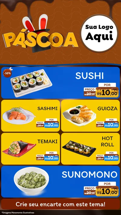 Modelo de TV para TV Vertical com o tema Páscoa para Comida japonesa