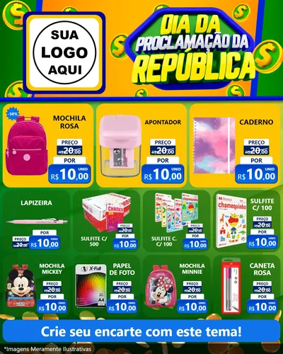 Modelo de Rede Social para Feed Instagram com o tema Dia Da Proclamação da República para Papelaria