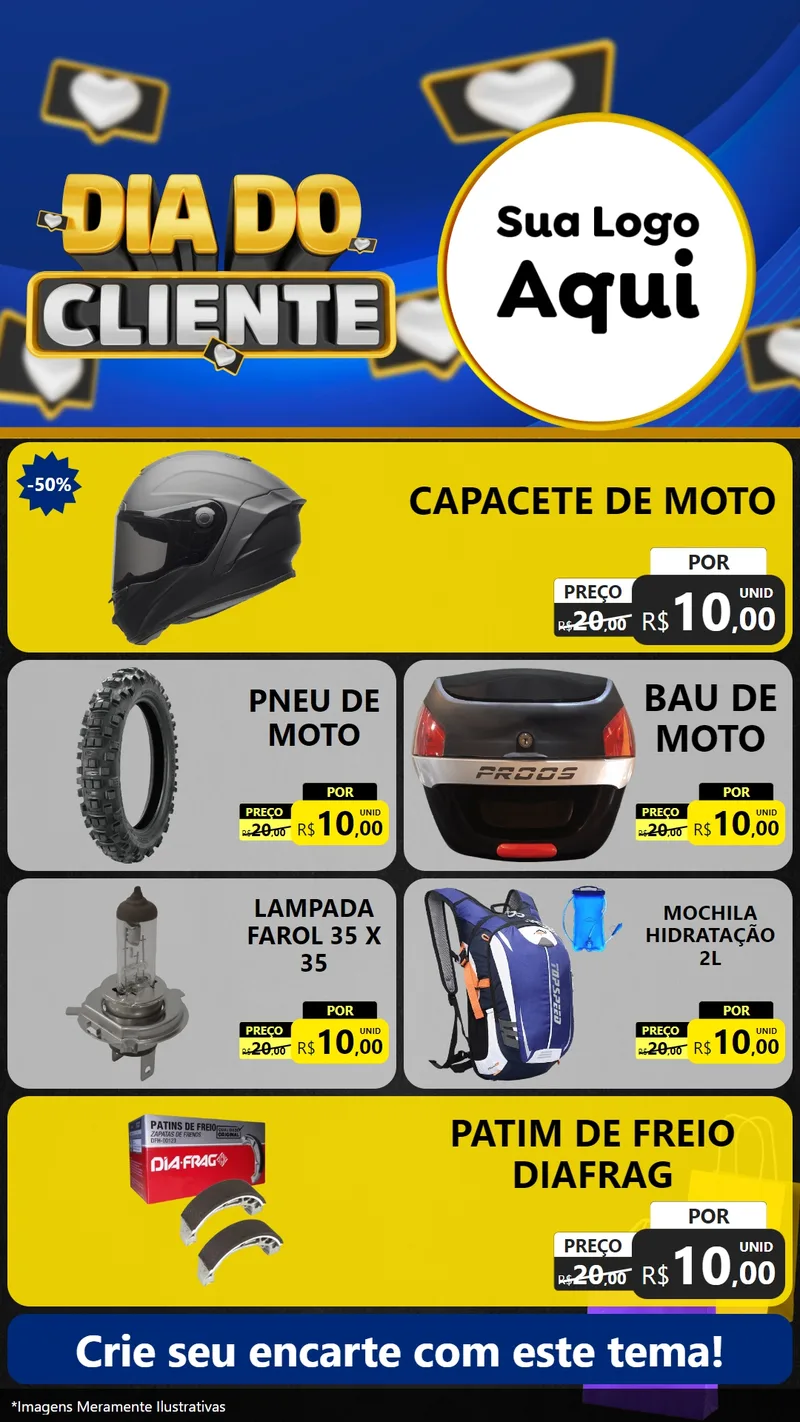 Modelo de TV para TV Vertical com o tema Dia Do Cliente para Moto peças