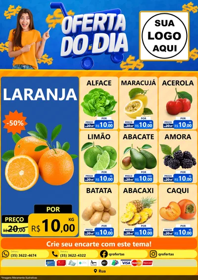 Modelo de Encarte para Encarte A4 Vertical com o tema Oferta do Dia para Hortifrúti