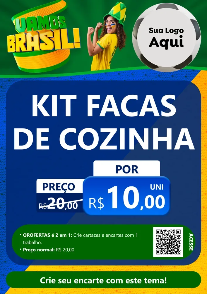 Modelo de Cartaz para Cartaz A4 Vertical com o tema Vamos Brasil - Copa para Utilidades Domésticas