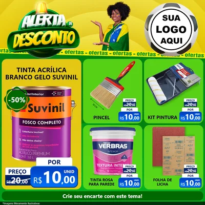 Modelo de Rede Social para Feed Facebook com o tema Alerta de Desconto para Tintas e Ferramentas