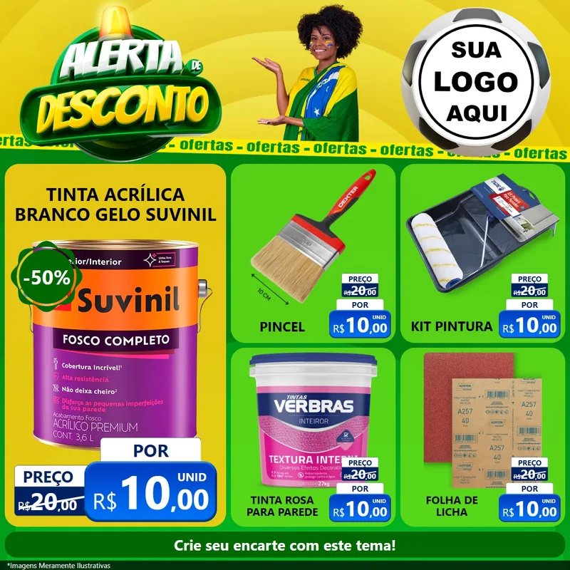 Modelo de Rede Social para Feed Facebook com o tema Alerta de Desconto para Tintas e Ferramentas