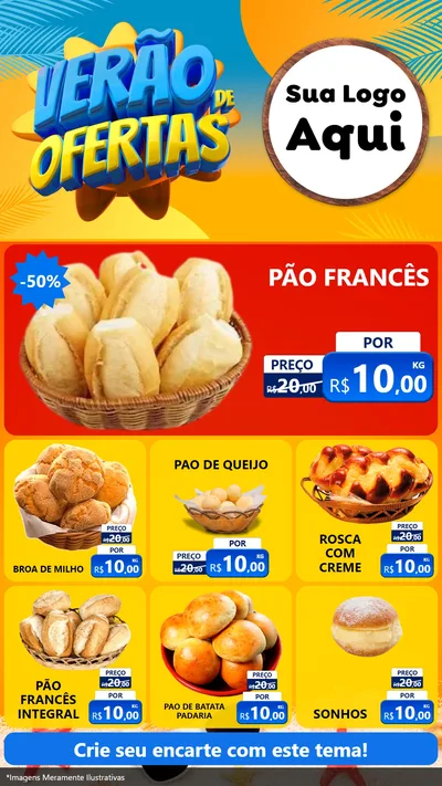 Modelo de Rede Social para Stories com o tema Verão de Ofertas para Padaria