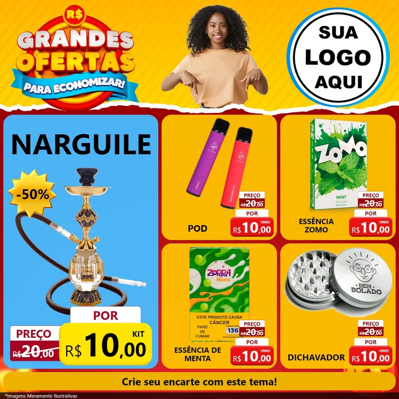 Modelo de Rede Social para Feed Facebook com o tema Grandes Ofertas Para Economizar! para Tabacaria