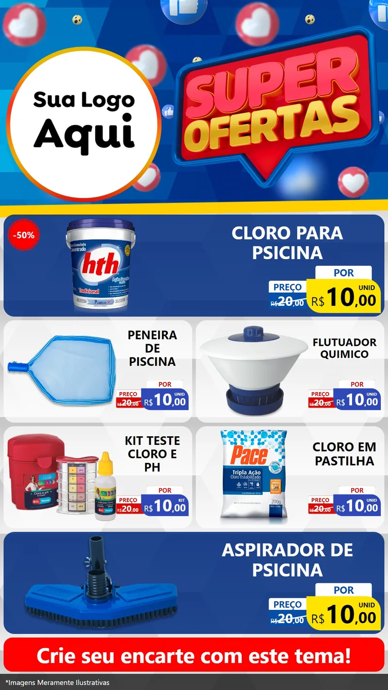 Modelo de TV para TV Vertical com o tema Super Ofertas para Produtos para Piscina