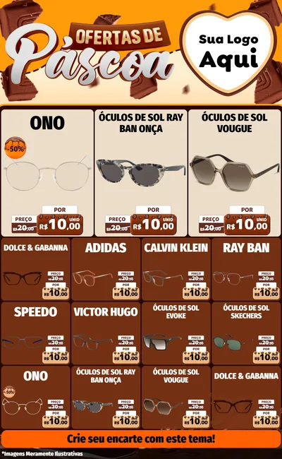 Modelo de Encarte para Encarte Grande com o tema Ofertas de Páscoa para Óticas