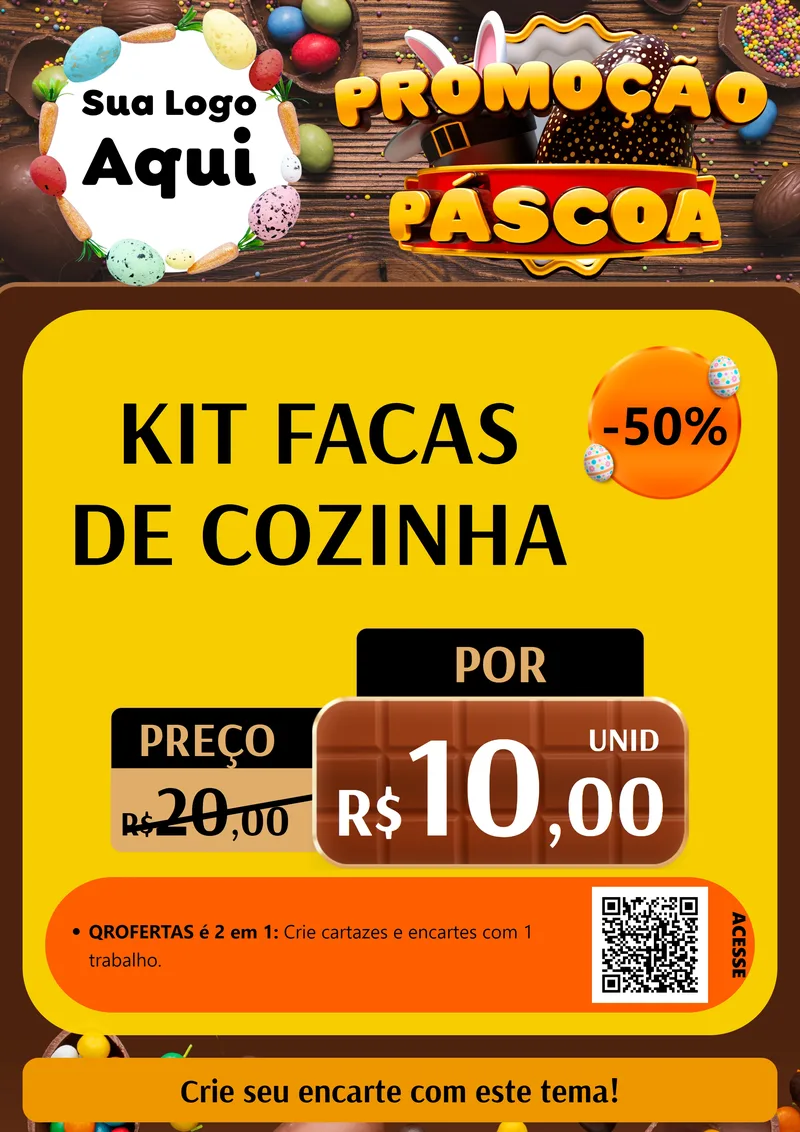 Modelo de Cartaz para Cartaz A4 Vertical com o tema Promoção Páscoa para Utilidades Domésticas