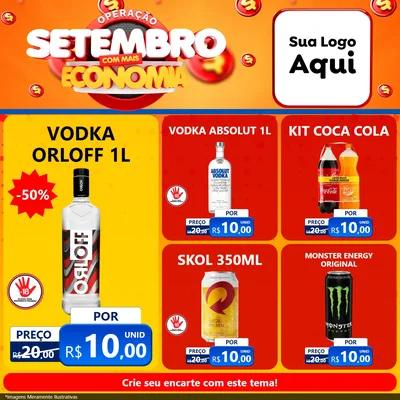 Modelo de Rede Social para Feed Facebook com o tema Operação Setembro Com Muita Economia para Distribuidora de bebidas