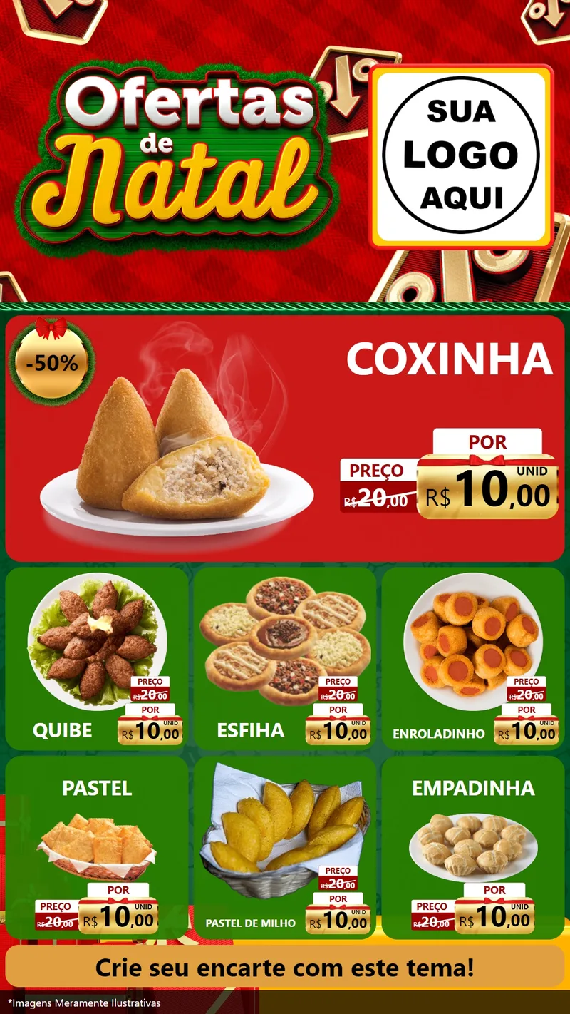 Modelo de Rede Social para Stories com o tema Ofertas de Natal para Salgadaria