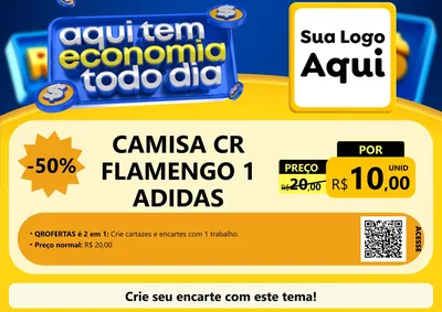 Modelo de Cartaz para Cartaz A4 Horizontal com o tema Aqui Tem Economia Todo Dia para Roupas e acessórios