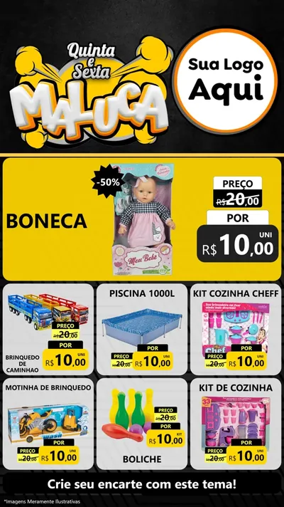 Modelo de Rede Social para Stories com o tema Quinta e Sexta Maluca para Brinquedos