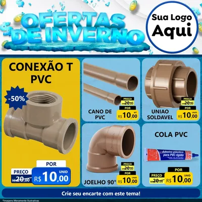 Modelo de Rede Social para Feed Facebook com o tema Ofertas de Inverno para Tubos e conexões