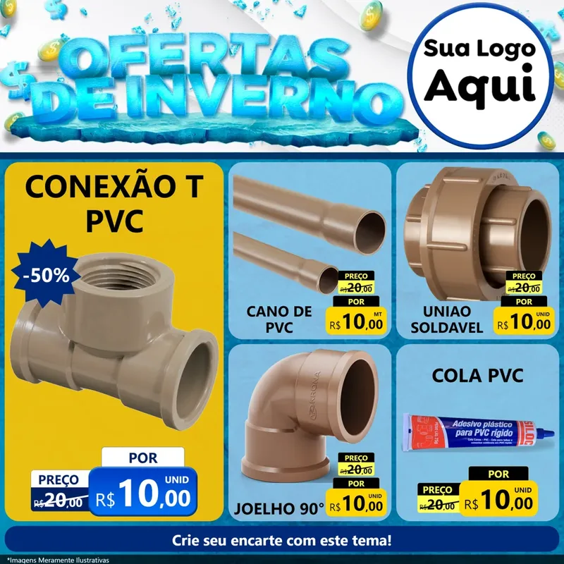 Modelo de Rede Social para Feed Facebook com o tema Ofertas de Inverno para Tubos e conexões