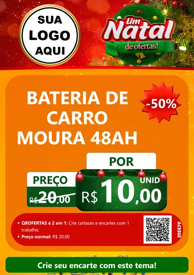 Modelo de Cartaz para Cartaz A4 Vertical com o tema Um Natal de Ofertas para Baterias Elétricas