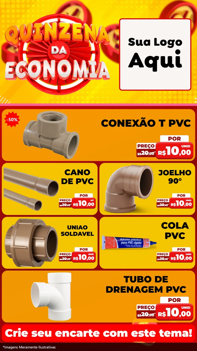 Modelo de TV para TV Vertical com o tema Quinzena Da Economia para Tubos e conexões