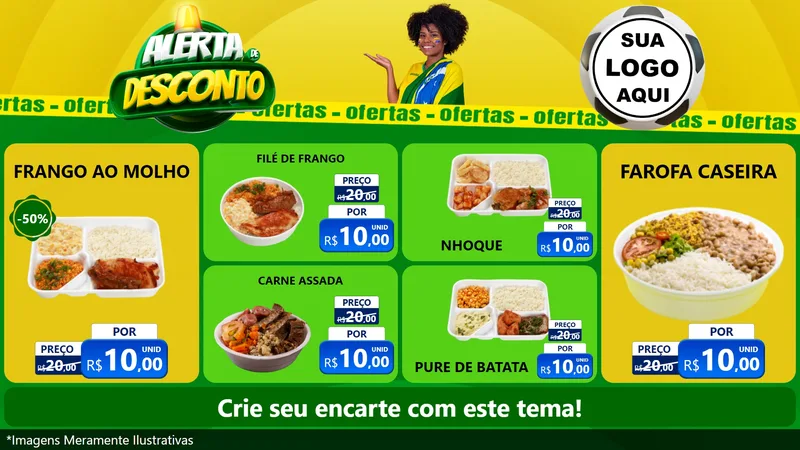 Modelo de TV para TV Horizontal com o tema Alerta de Desconto para Restaurante