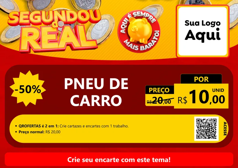 Modelo de Cartaz para Cartaz A4 Horizontal com o tema Segundou do Real para Auto peças