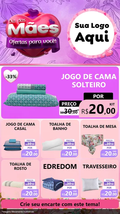 Modelo de Rede Social para Stories com o tema Dia das Mães Ofertas para Você! para Cama, Mesa e Banho