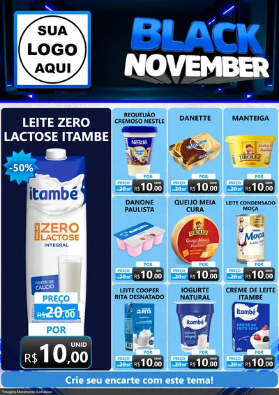 Modelo de Encarte para Encarte A4 Vertical com o tema Black November para Frios e Laticínios