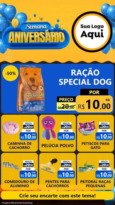 Modelo de Rede Social para Stories com o tema Semana de Aniversário para Pet Shop