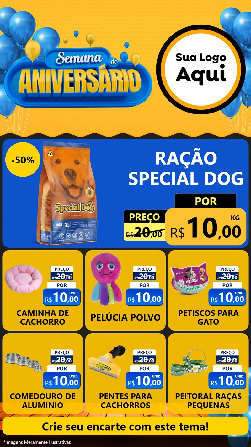 Modelo de Rede Social para Stories com o tema Semana de Aniversário para Pet Shop