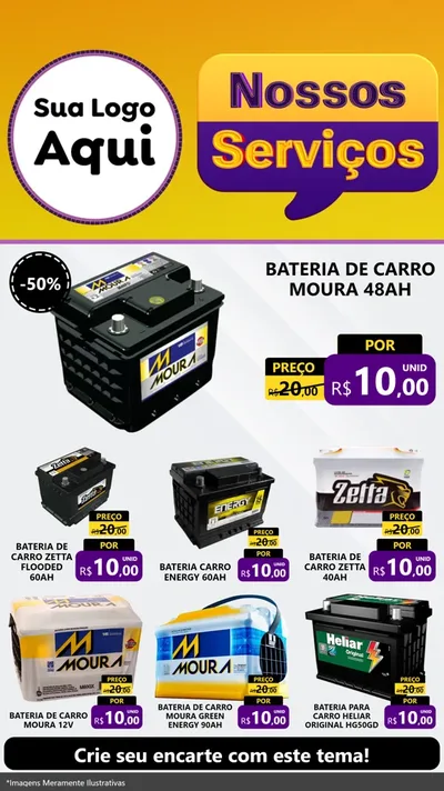 Modelo de Rede Social para Stories com o tema Nossos Serviços para Baterias Elétricas