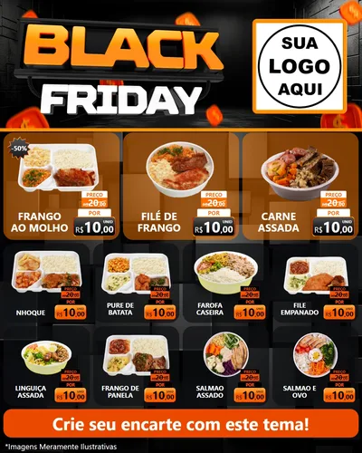 Modelo de Rede Social para Feed Instagram com o tema Black Friday para Restaurante