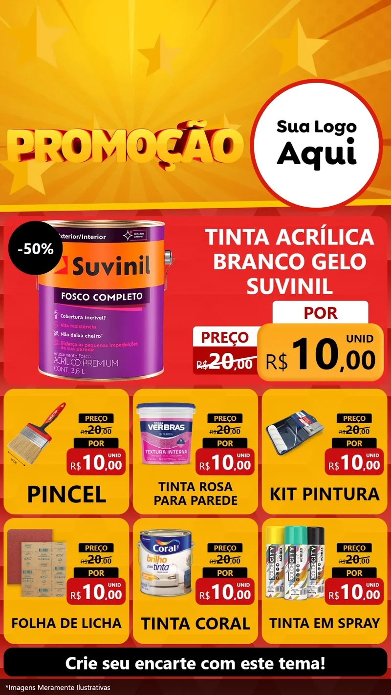 Modelo de Rede Social para Stories com o tema Promoção para Tintas e Ferramentas