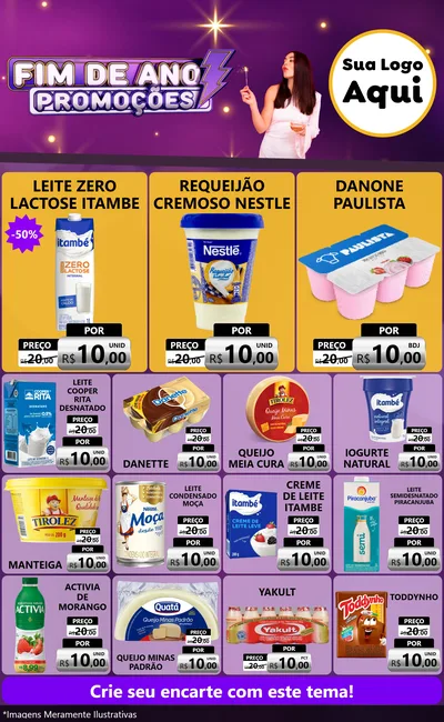 Modelo de Encarte para Encarte Grande com o tema Fim de Ano Promoções para Frios e Laticínios