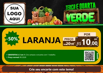 Modelo de Cartaz para Cartaz A4 Horizontal com o tema Terça e Quarta Verde para Hortifrúti