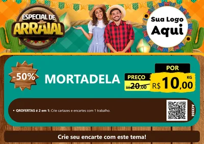 Modelo de Cartaz para Cartaz A4 Horizontal com o tema Especial De Arraial para Frios e Laticínios