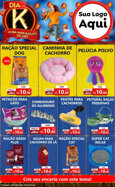 Modelo de Encarte para Encarte Grande com o tema Dia K - O Dia Mais Barato Do Mês para Pet Shop