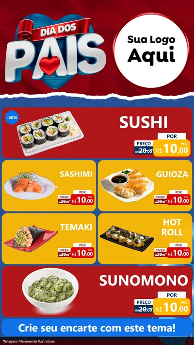 Modelo de TV para TV Vertical com o tema Dia dos Pais para Comida japonesa
