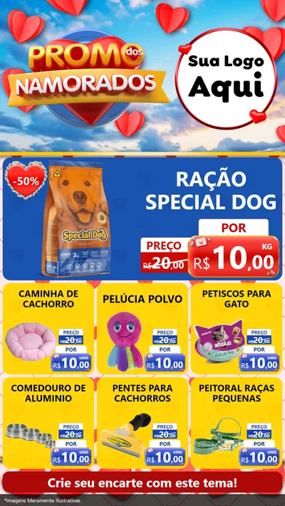 Modelo de Rede Social para Stories com o tema Promo dos Namorados para Pet Shop