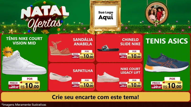 Modelo de TV para TV Horizontal com o tema Natal de Ofertas para Calçados