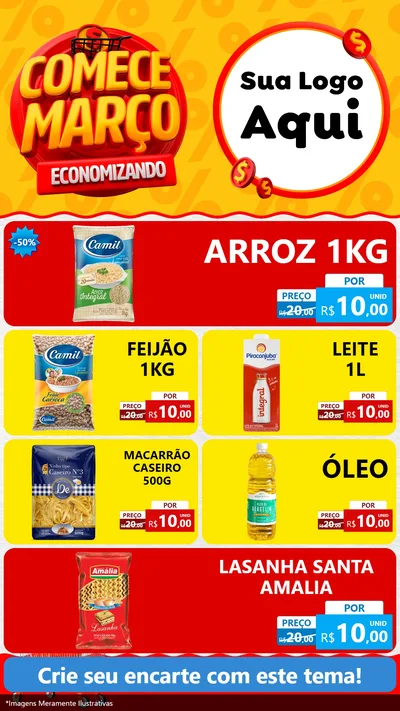 Modelo de TV para TV Vertical com o tema Comece Março Economizando para Supermercado