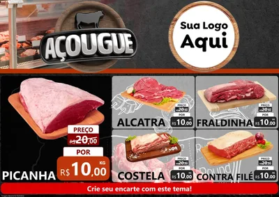 Modelo de Encarte para Encarte A4 Horizontal com o tema Açougue para Açougue