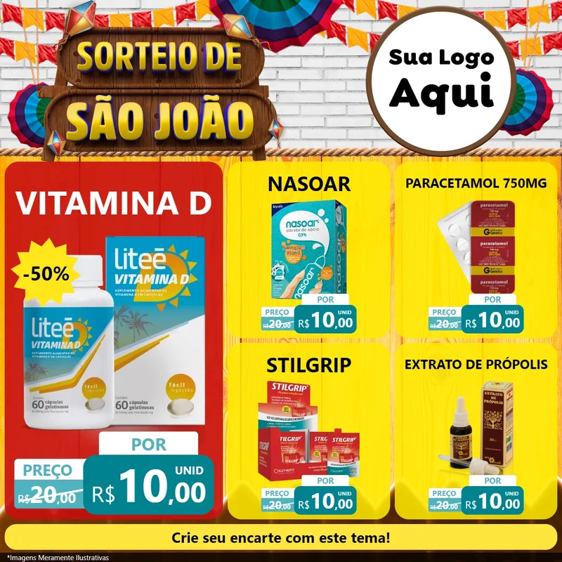 Modelo de Rede Social para Feed Facebook com o tema Sorteio de São João para Farmácia