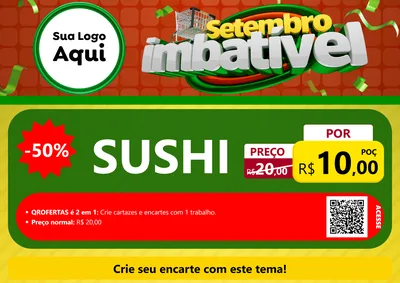 Modelo de Cartaz para Cartaz A4 Horizontal com o tema Setembro Imbatível para Comida japonesa